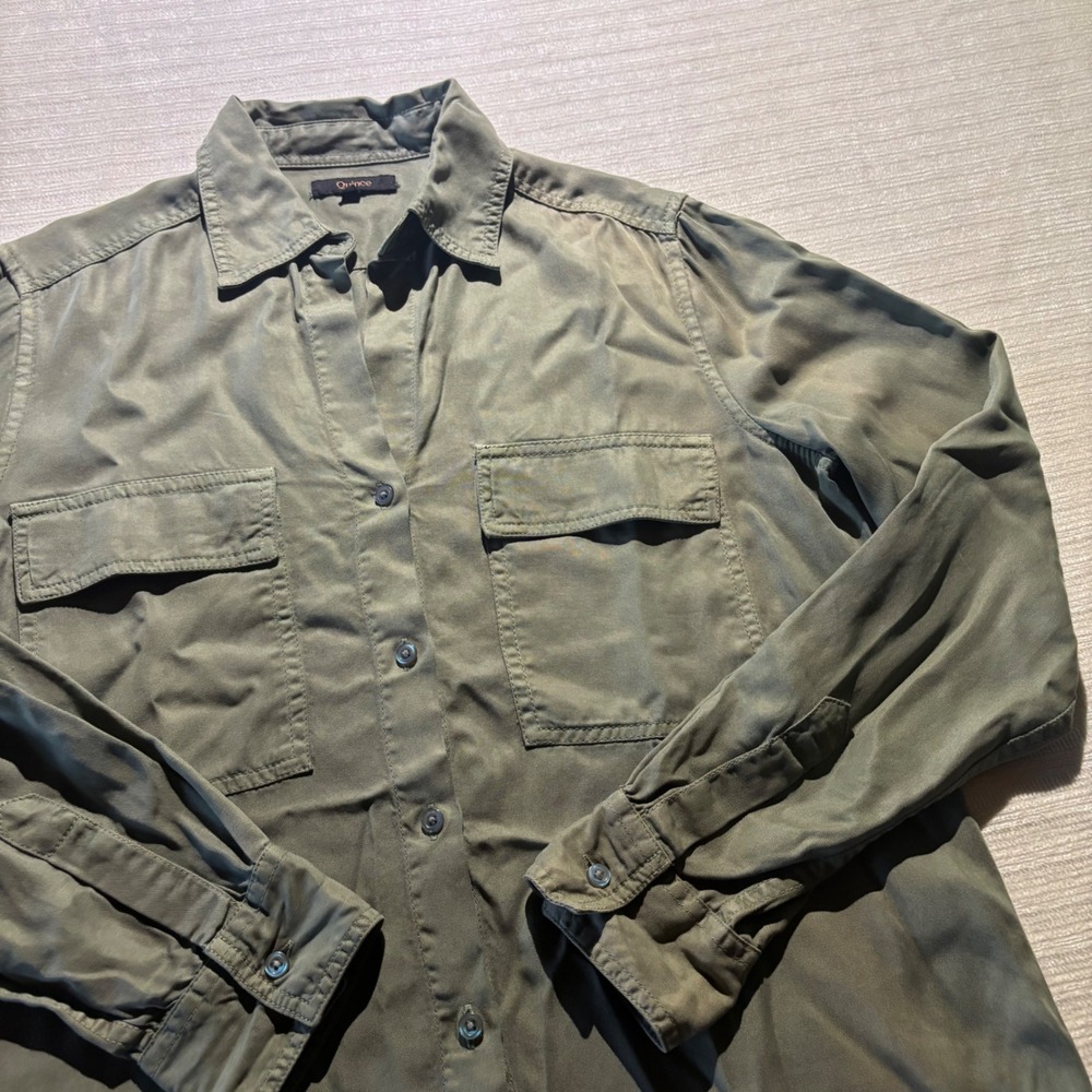 Quince Womens Vintage Wash Tencel Utility Shirt Olive Green XS LB38275-SCP001